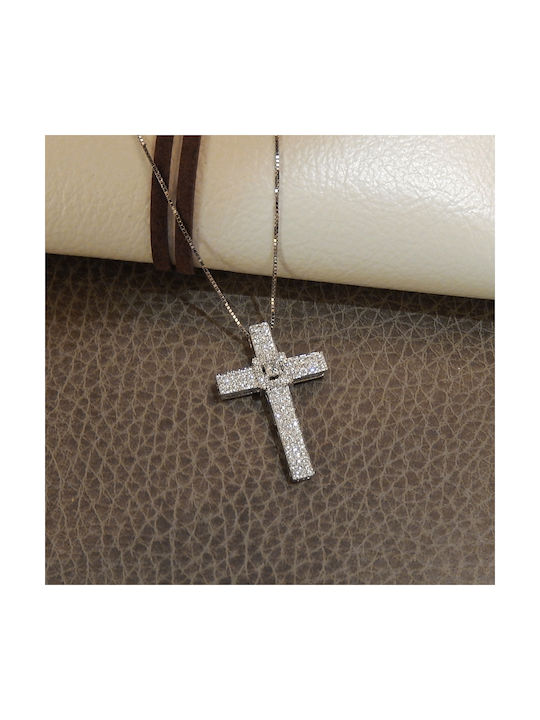 Art d or Weißgold Kreuz 18K mit Kette