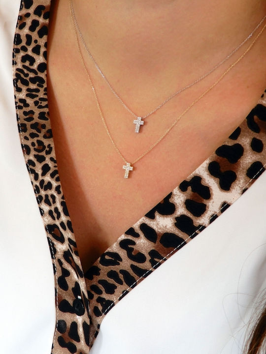 Art d or Women's White Gold Cross 9K with Chain