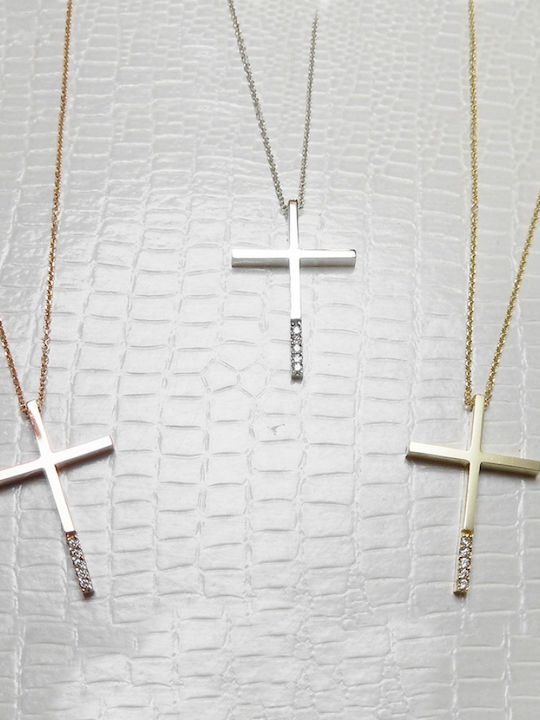 Art d or Damen Weißgold Kreuz 9K mit Kette