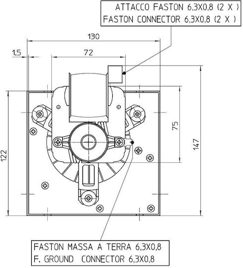 Fergas Querstromventilator für Pelletofen