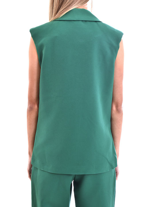 Sleeveless Double Breasted Gillet-green Зелен Дамско яке