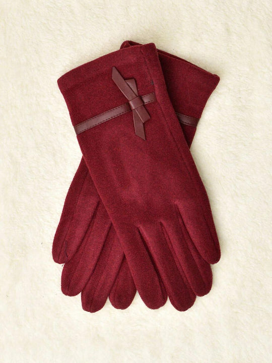 Women's Leather Touch Gloves Burgundy