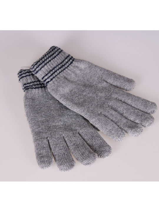 Men's Knitted Gloves with Fur Gray