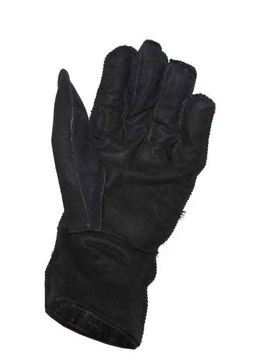 Μαύρα Ανδρικά Δερμάτινα Γάντια με Γούνα