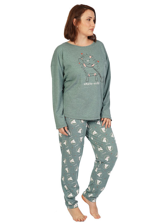 Vienetta Secret Winter Damen Pyjama-Set Khaki