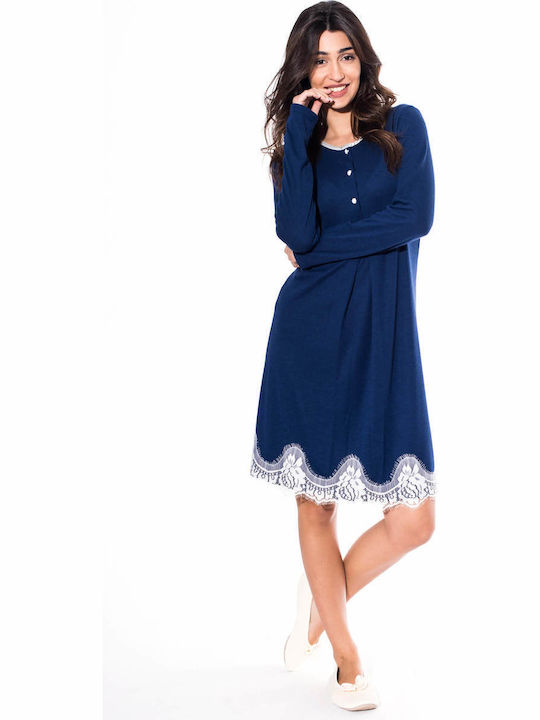 Jeannette Lingerie Winter Women's Nightdress Blue