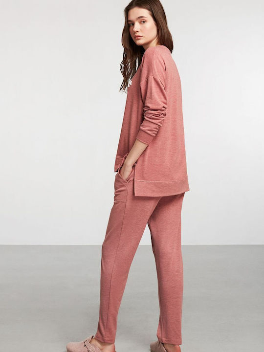 Penye Mood Winter Damen Pyjama-Set Rosa Optimist