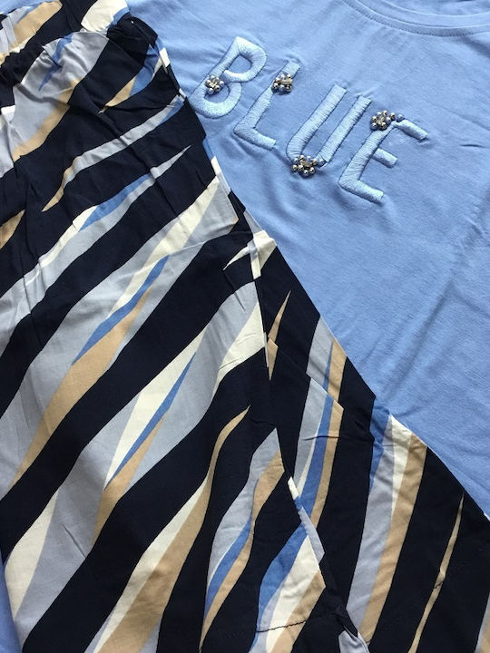 Catherine's Sommer Damen Pyjama-Set Hellblau