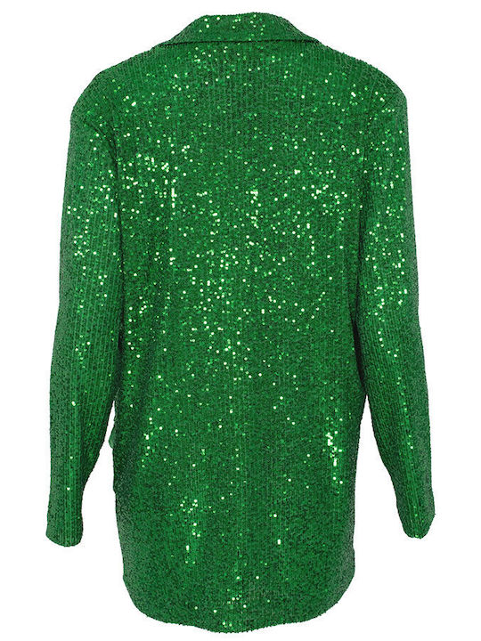 C-Throu Women's Blazer Green with Sequins