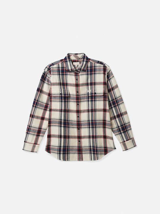 Bowery Boyfriend Flannel Damen Weiß Overshirt
