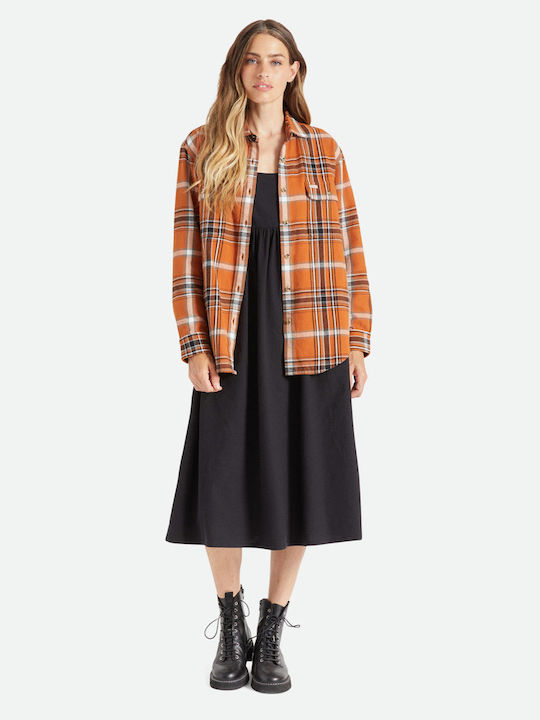 Bowery Boyfriend Flannel Γυναικείο Πορτοκαλί Overshirt