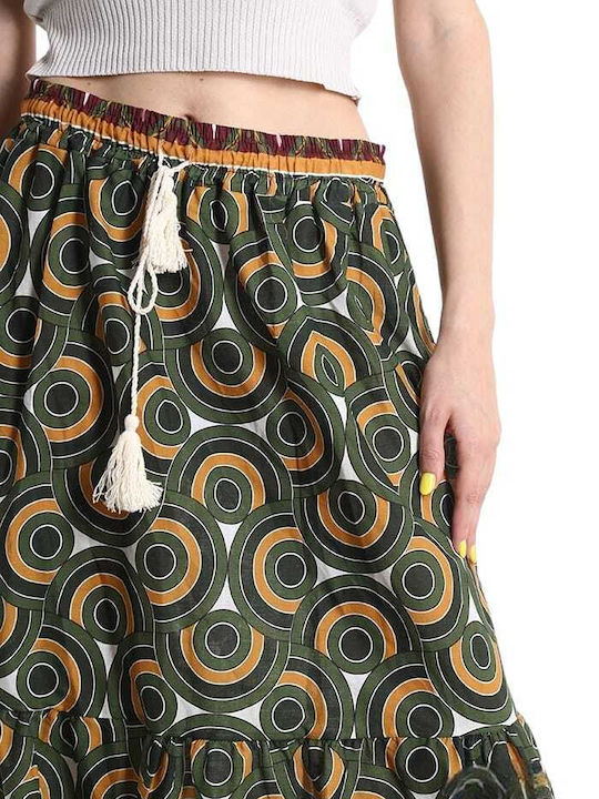 Remix Maxi Envelope Skirt in Green color