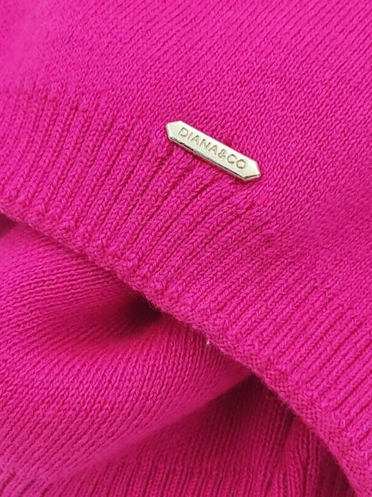 Pom Pom Beanie Γυναικείος Σκούφος Πλεκτός σε Φούξια χρώμα