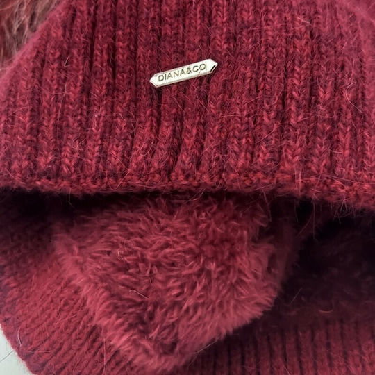 Pom Pom Beanie Frauen Beanie Gestrickt in Rot Farbe