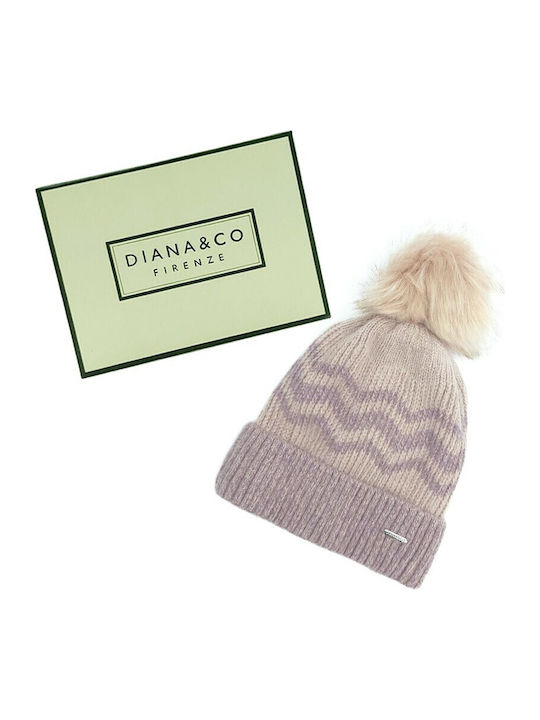 Pom Pom Beanie Γυναικείος Σκούφος Πλεκτός σε Λιλά χρώμα