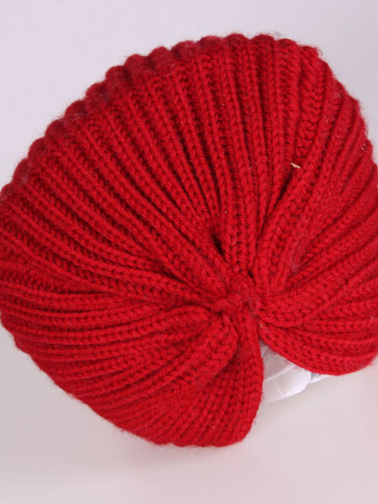 Beanie Γυναικείος Σκούφος με Rib Πλέξη σε Κόκκινο χρώμα