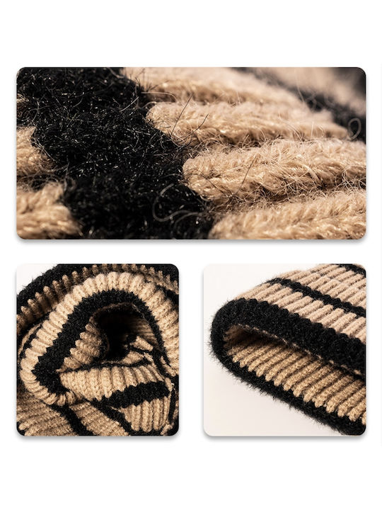 Knitted Beanie Cap Brown