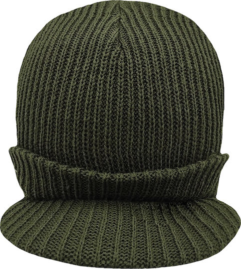 Beanie Männer Beanie mit Rippstrick in Khaki Farbe