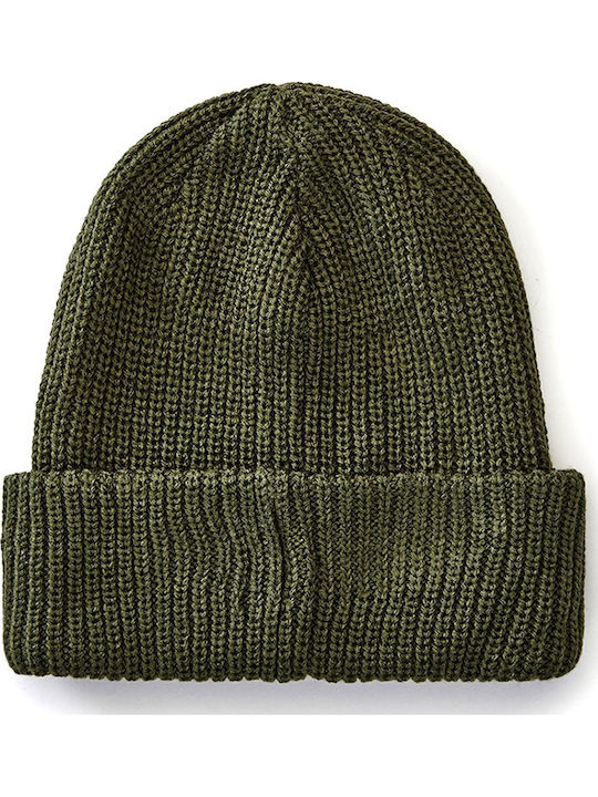 Beanie Ανδρικός Σκούφος με Rib Πλέξη σε Χακί χρώμα