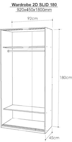 Doppeltür Kleiderschrank Schieben 92x45x180cm