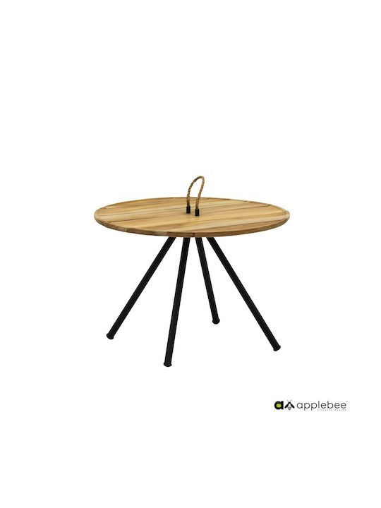 Round Zigzag Set from Solid Wood Beige 2pcs L60xW60xH40cm.