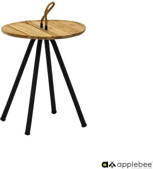 Round Zigzag Set from Solid Wood Beige 2pcs L60xW60xH40cm.