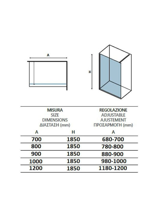 Orabella Serena Shower Screen for Shower with Sliding Door 60x185cm Clear Glass Oro