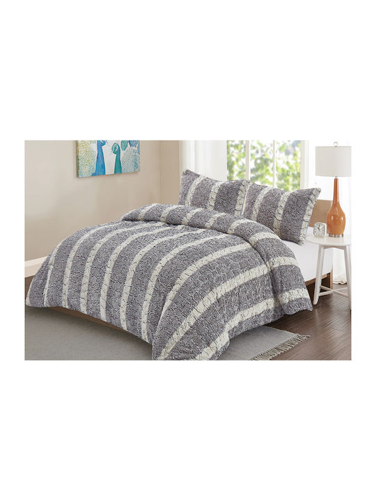 Saray Home Κουβερτοπάπλωμα Σετ Υπέρδιπλο 220x240εκ. Γκρι 3τμχ 300 GSM