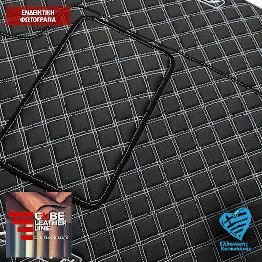 Daihatsu Yrv 2001 Μεταπατακια Τεχνοδερμα Cube Μαυρο Me Ασπρη Ραφη Ασπρο Κεντημα Daihatsu Σετ 4τμχ