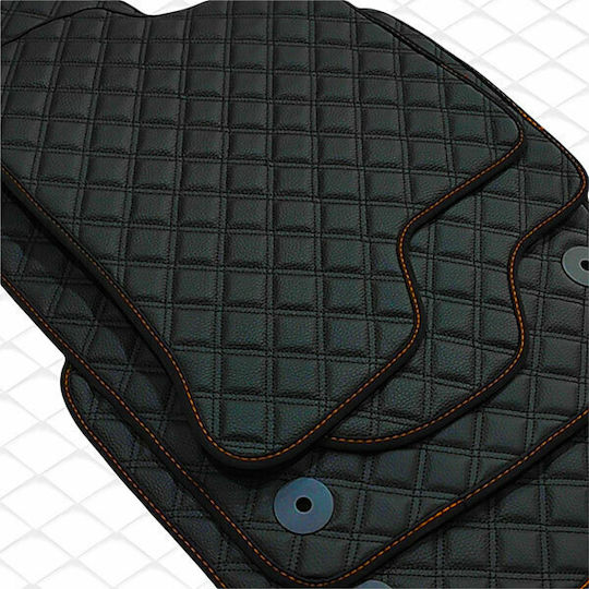 Fiat Strada 2013-2021 Technoleder Cube Schwarz mit Orange Stickerei Abarth Set 2 Stück