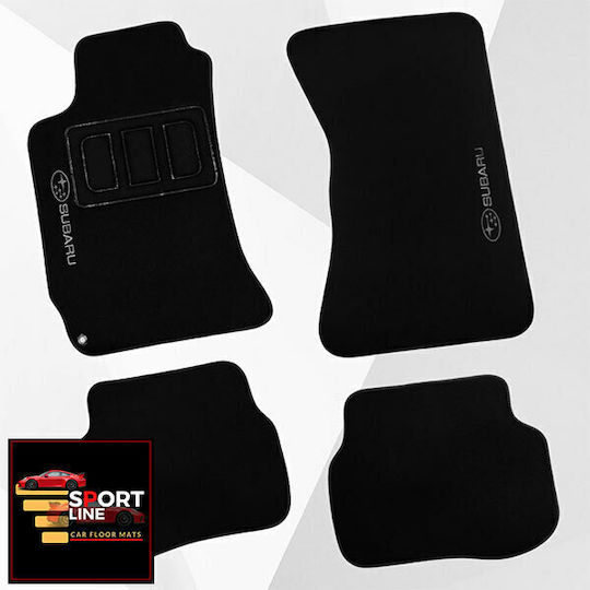 Subaru Forester 2002-2008 Πατακια Μοκετα Sport Line Μαυρο Me Γκρι Ραφη Γκρι Κεντημα Subaru Σετ 4τμχ