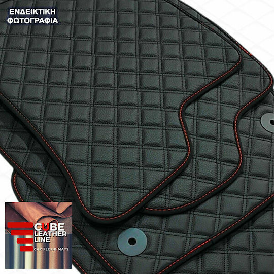 Citroen Xsara Technoleather Cube Черни с Червена Бродерия Citroen Комплект от 4 Части
