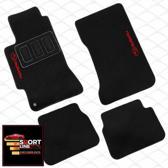 Subaru Impreza 2000-2007 Πατακια Μοκετα Sport Line Μαυρο Me Κοκκινη Ραφη Κοκκινο Κεντημα Subaru Σετ 4τμχ
