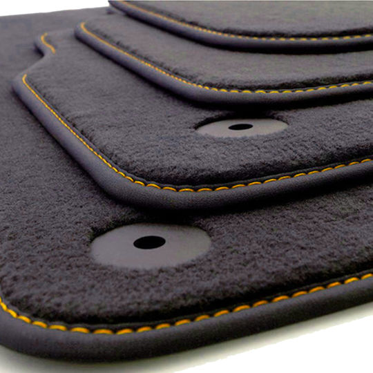 Toyota Iq Carpet Mats Black Luxury Line Orange Stitching Greek Made Set of 4 Pieces