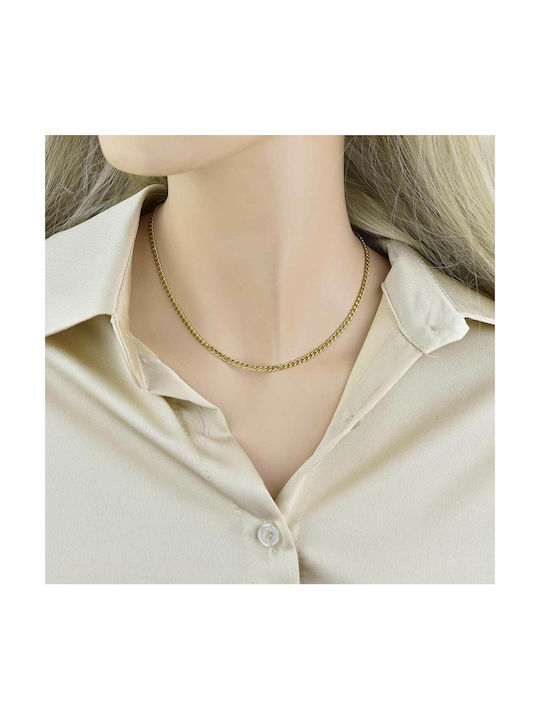 Chain Neck from Steel Gold-plated Thin Thickness 3mm and Length 60cm