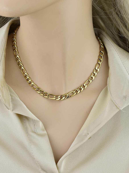 Goldjewels Figaro Lanț Gât Placat cu Aur din Oțel Goldjewels Figaro Lanț Gât Placat cu Aur din Oțel