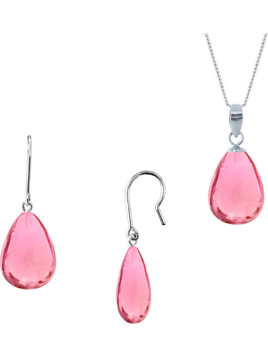 Margaritari Set mit Ohrringe & Anhänger aus Silber mit Steinen