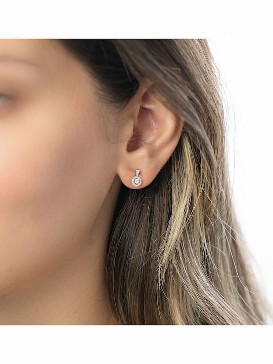 Set with Necklace & Earrings from White Gold 18K with Stones