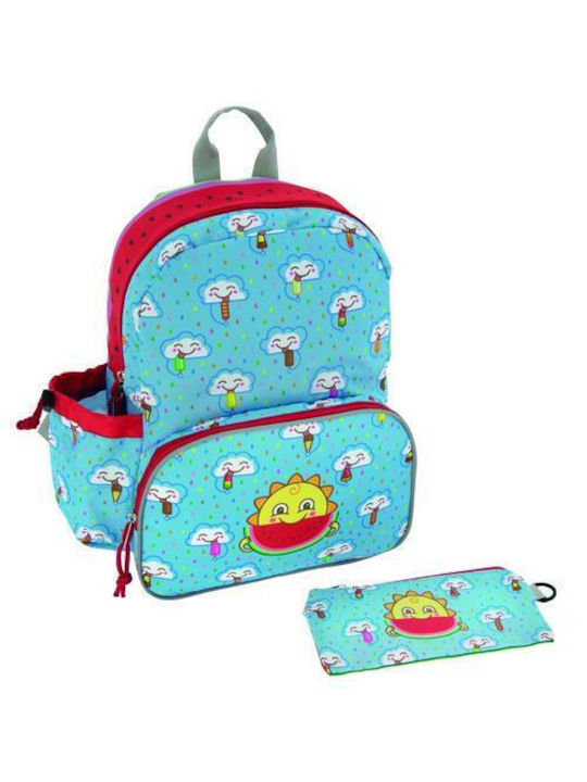 Laken Schulranzen Rucksack Kindergarten mit Flaschenhalter Hellblau 25 x 11 x 33cm