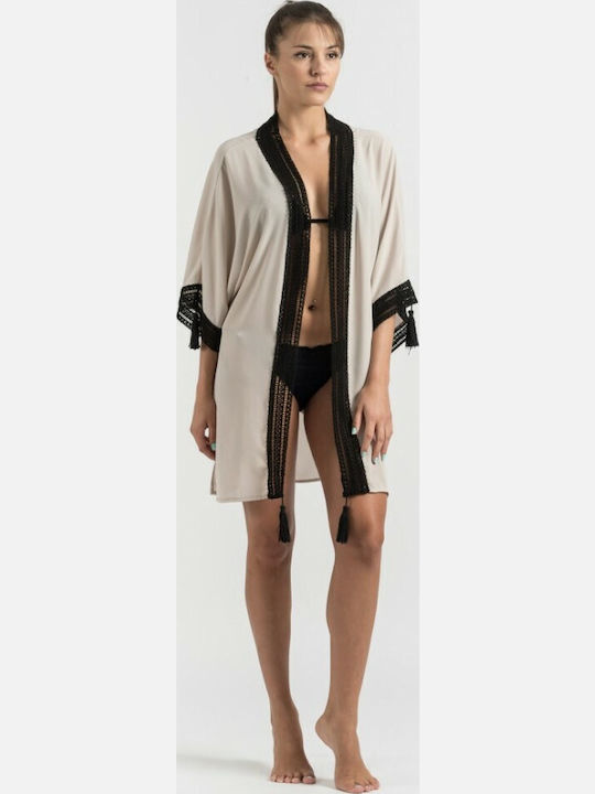 Jeannette Lingerie Kimono Îmbrăcăminte De Plajă Pentru Femei Bej