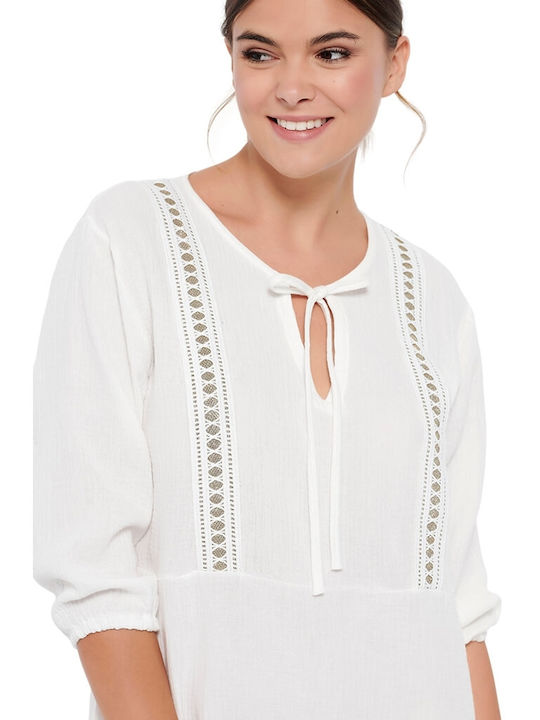 Jeannette Lingerie Caftan de Plajă Alb