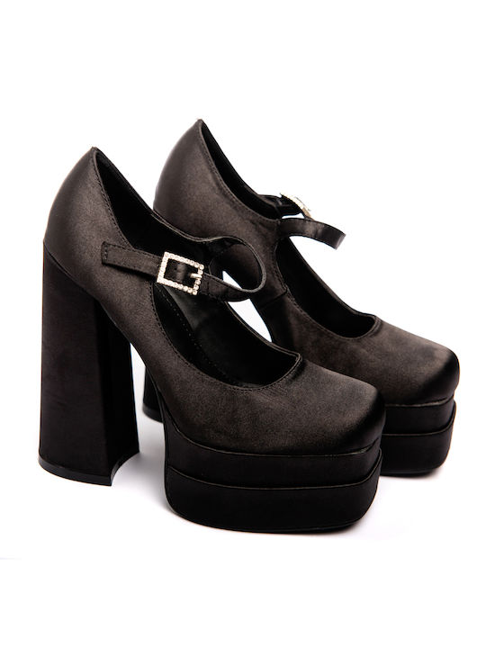 Malesa Black Heels with Strap