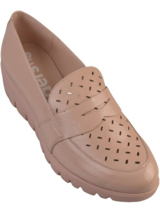 Wonders Leather Women's Moccasins in Beige Color