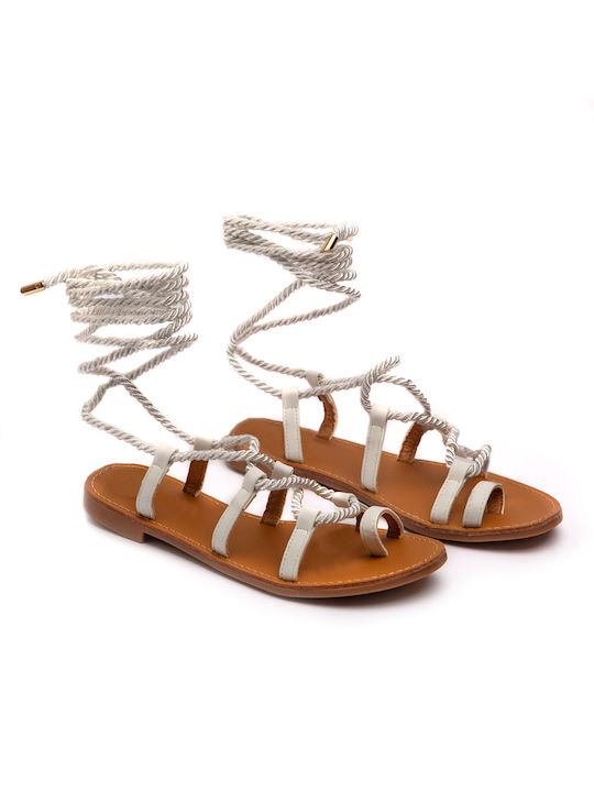 Malesa Women's Flat Sandals in White Color