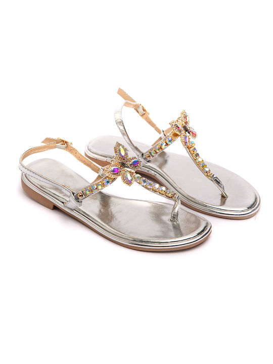 Malesa Women's Flat Sandals in Silver Color