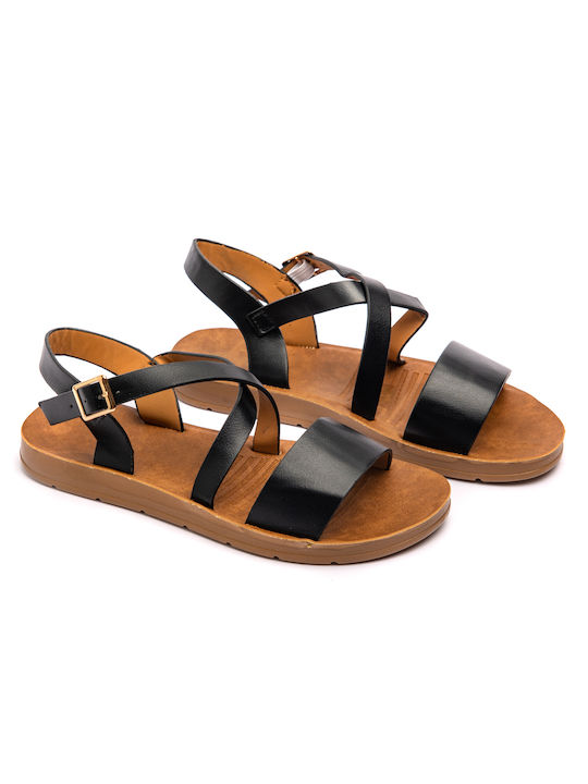 Malesa Women's Flat Sandals in Black Color