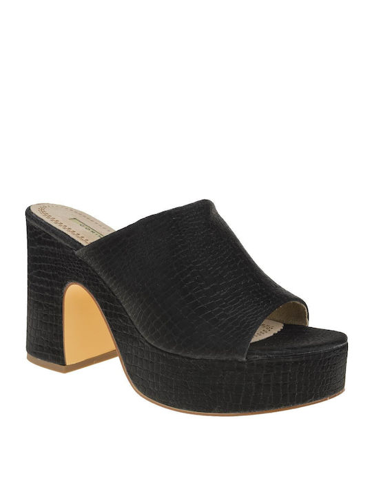 Corina Chunky Heel Mules Black