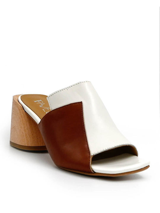 Favela Chunky Heel Mules Brown