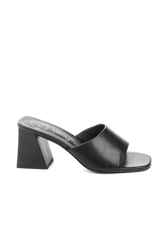 Betsy Chunky Heel Mules Black