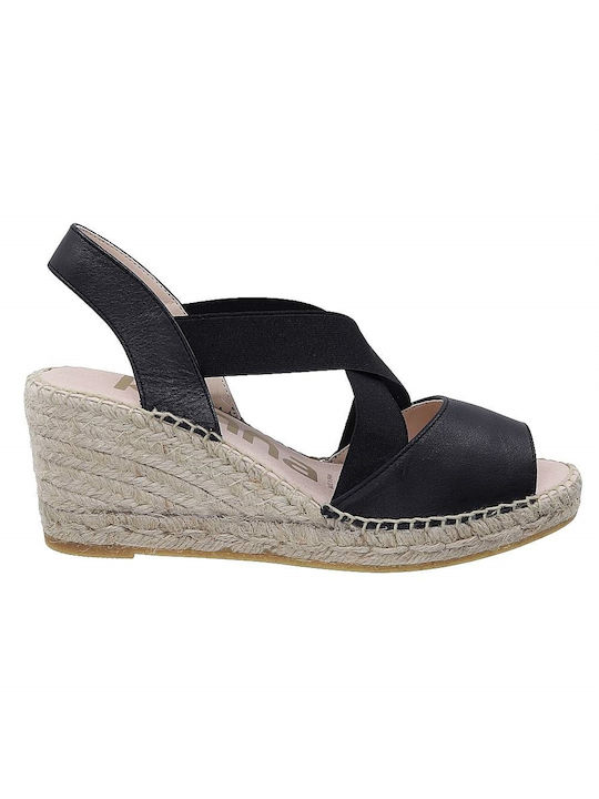 Kanna Women's Leather Platform Espadrilles Black